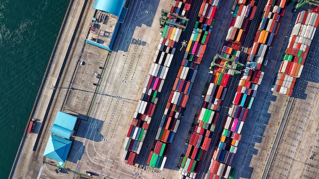 aerial-view-photography-of-container-van-lot
